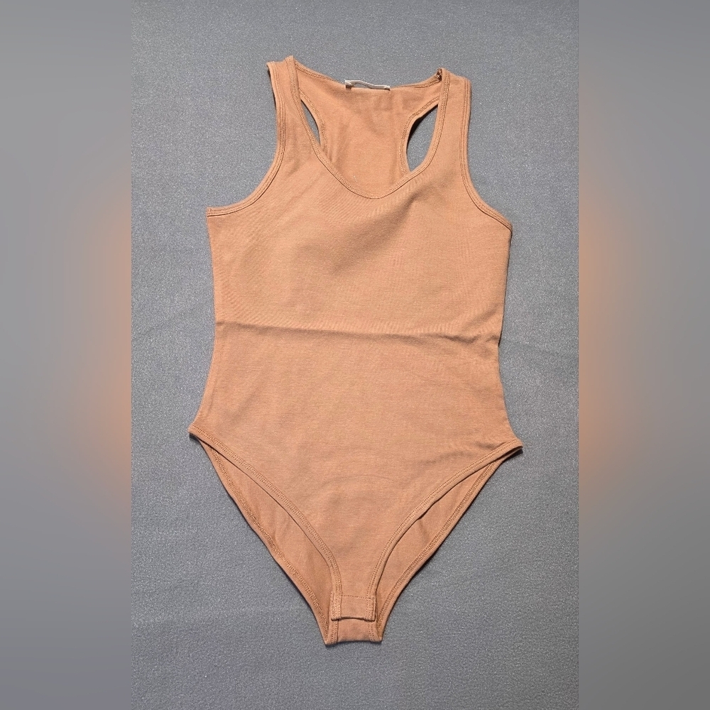 Zenana Tan Sleeveless Cotton Bodysuit Sizes S,M,L,XL New In Poly Bag - Picture 4 of 9